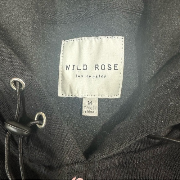 Wild Rose cropped rose print hoodie size M - Picture 2 of 3
